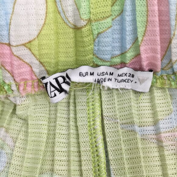 Zara Lime Green Pleated Wide Leg Pant m - Picture 6 of 13